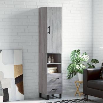 Aparador alto de madera contrachapada gris Sonoma 34,5x34x180 cm