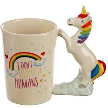 Fun Unicorn Slogan Shaped Handle Ceramic Mug [Importación inglesa]
