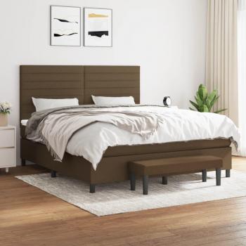 Cama box spring suave con colchón marrón oscuro 180x200 cm tela