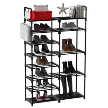Zapatero de 9 Niveles Alta Calidad - Organizador de Zapatos y Botas para 30-35 Pares, Estantería con Tubos de Metal y Conectores Plásticos (86 x 30 x 158 cm