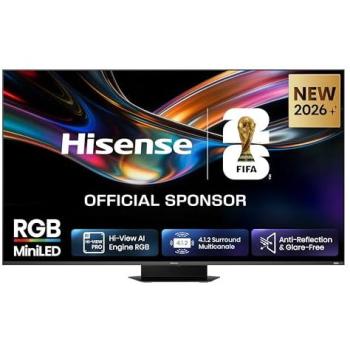 TV LED Hisense RGB Mini LED 85 4K UHD Smart TV con IA, 180Hz, Dolby Atmos, Anti Reflejo, Wifi 6E
