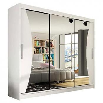 Armario Atlanta 120 Blanco con Puertas Correderas y 9 Estantes, 250 x 215 x 58 cm