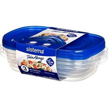 Sistema - Recipiente de almacenamiento de alimentos, transparente con tapa azul, 950 ml