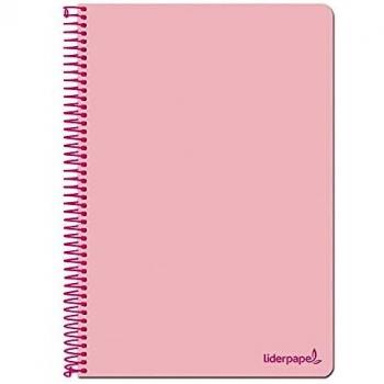 Cuaderno espiral liderpapel folio write tapa blanda 80h 60gr cuadro 4mm con margen color rosa