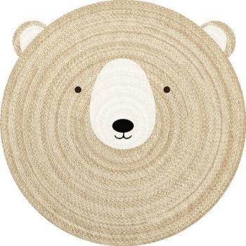 Alfombra de Vinilo Infantil Oso Camilo - Imitación Textura Natural [Diámetro 200 cm]