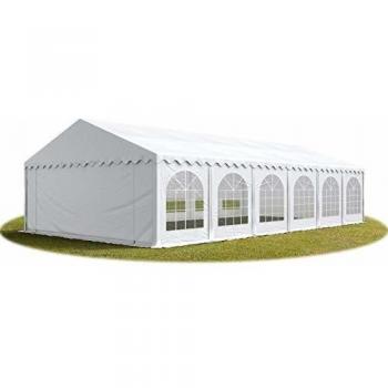 Carpa para fiestas 6x14 m, PVC 750 ignífugo, con base reforzada, blanca