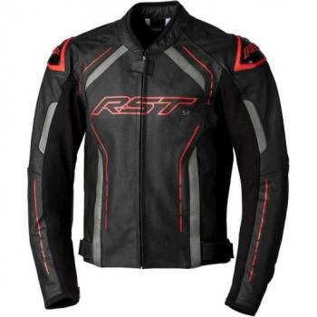 RST Chaqueta de Moto S1 Roja - Chaqueta de cuero para motocicleta, color rojo y negro, talla 48