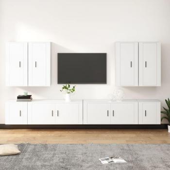 vidaXL Set de muebles de TV 8 piezas madera contrachapada blanco