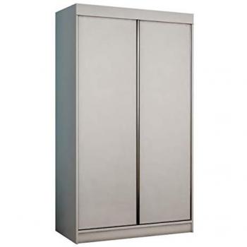 Armario Dover 104, Blanco, 200x100x62cm, Puertas Correderas con Iluminación LED y 5 Estantes