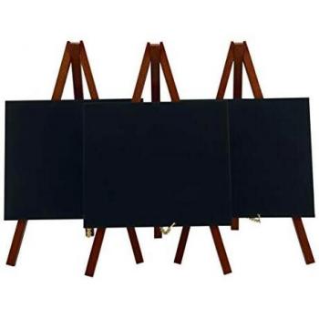 Securit Mini easel table chalkboard - Wood with lacquered mahogany finish - set of 3, 4 x 21.5 x 36 cm
