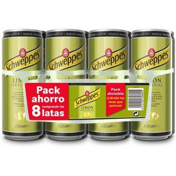 Schweppes Limón, Bebida Refrescante - Lata, Pack 8x33cl