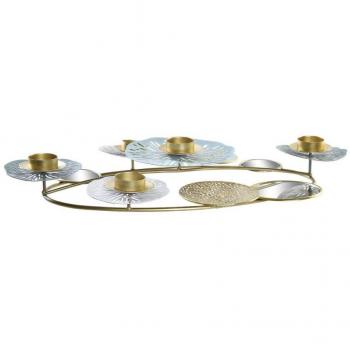 Candelabro DKD Home Decor Espejo Dorado Metal Menta Nenúfar (54 x 33 x 8 cm)