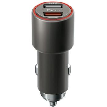 Cargador de Coche Forever Core QC 3.0 2,4A 2x USB 30W Gris