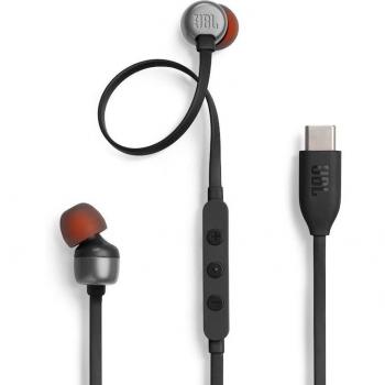 Auriculares intraurales JBL TUNE 310C USB-C con cable, diseño ergonómico en color negro