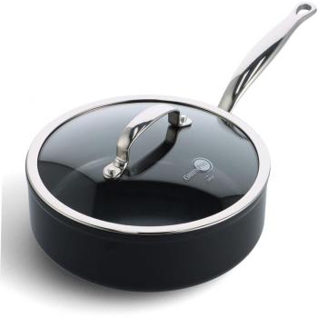 Sartén Antiadherente de Aluminio Anodizado Duro GreenPan Barcelona Pro 24cm con Tapa Negra