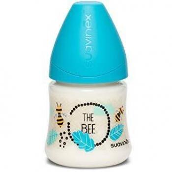Suavinex Pret-a-porter Biberón +0 Meses con Tetina Flujo Lento de Silicona, Azul