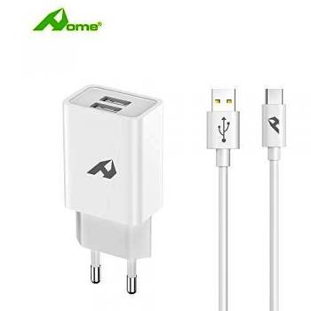 Adaptador DE Red Enjoy USB 2 USB X 5V/24A con Cable DE USB A USB C Blanco