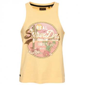 Camiseta sin mangas Vintage VL Narrative de Superdry para mujer en color Sunburst Orange Slub, talla 12