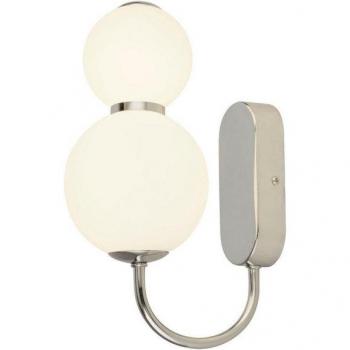 Aplique contemporáneo Snowball 2 luces, cromo con pantallas de vidrio opal, LED 12W 3000K