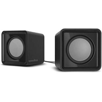 SPEEDLINK SL-810004-BK Twoxo Stereo Compact Cube designed USB Powered 5W Speakers –3.5mm jack for use with PC, tablet or smartphone – Multimedia sound for music, games and video - Black