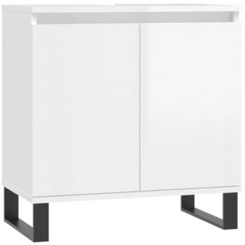 Armario de baño madera de ingeniería blanco brillo 58x33x60 cm