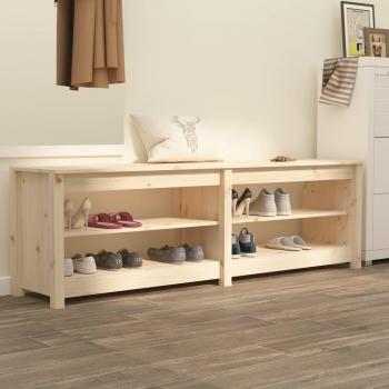 Banco Zapatero de Estantería Mueble Entrada de Madera Maciza de Pino, Dimensiones 160x36,5x50 cm, disponible en Color Natural, Blanco y Negro