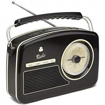 GPO Rydell Radio portátil vintage FM y DAB+ con dial retro - Negro