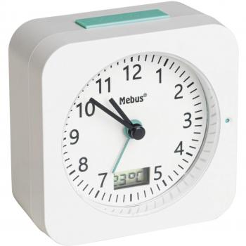 Mebus 25610 despertador digital con temperatura, fecha, tamaño de viaje, batería, función de repetición y gran pantalla - Blanco