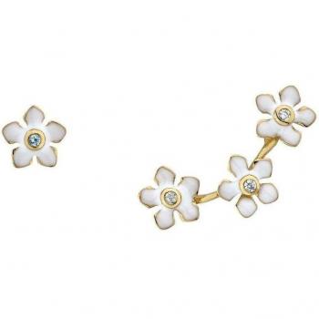 Pendientes asimétricos Earcandy Lilium en Plata 925 con baño de oro amarillo 18k