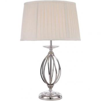 Lámpara de mesa Egea, níquel pulido y vidrio, con pantalla, 1 luz E27