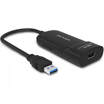 WAVLINK HDMI Adaptador USB 3.0 Externo Tarjeta de Video Monitor Pantalla Soporta Resolución 2048 x 1152 con Puerto de Audio para Windows 10/8/7/XP - Color Negro