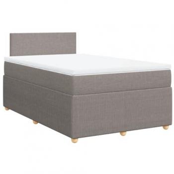Cama box spring con colchón de tela gris taupe 120x200 cm