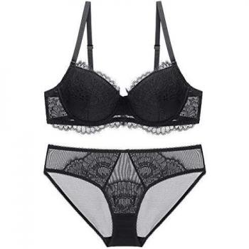 SHEKINI Ropa Íntima de Mujer Sujetador Push up Sin Relleno Correa Ajustable Sexy Sujetador de Lencería Caliente Conjunto de Sujetador y Bragas de Mujer con Aros