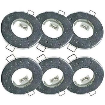 Trango 6 conjunto Foco empotrable empotrable IP44 en cromo TG6729IP-068 Lámpara de techo defectuosa, luces empotradas, focos de techo, focos empotrados, luz de baño, incluido 6x enchufe cerámico GU10