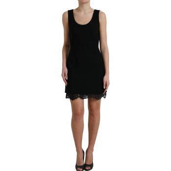 Dolce & Gabbana Elegant Black Lace Sheath A-line Mini Dress, Sleeveless, Size L