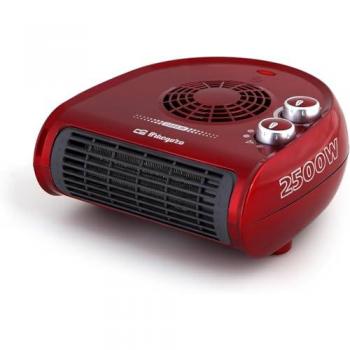 Calefactor Horizontal Orbegozo FH5033 - 1250W/2500W, Color Rojo, Selector Rotativo de Tres Posiciones, Función Ventilador