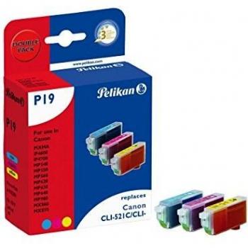 Cartucho de Tinta Compatible Pelikan P19 - Cyan, Magenta, Amarillo - Alternativa a Canon CLI-521C, CLI-521M, CLI-521Y para impresoras Canon PIXMA iP4700, MP540
