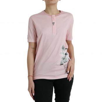 Dolce & Gabbana Pink Floral Print Cotton Short Sleeves T-shirt - Size XS