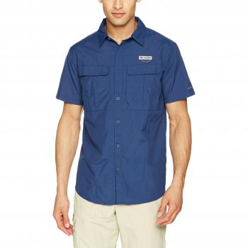 Columbia Cascades Explorer Short Sleeve Shirt Camiseta de Senderismo Manga Corta, Hombre, Azul