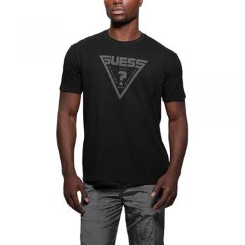 Camiseta Negra Regular Fit con Logo Triangular para Hombre