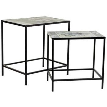 Soporte para Maceta Alexandra House Living Negro Hierro Azulejo 37 x 51 x 50 cm 2 Piezas