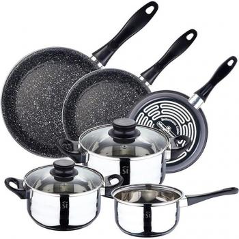 Batería de Cocina San Ignacio de 5 Piezas + Set de Sartenes Antiadherentes (incluye sartenes de 18/24/26 cm)