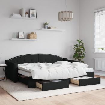 Sofá cama nido extraíble con cajones negros 80x200 cm en tela
