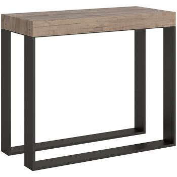 Consola extensible 90x40/300 cm efecto madera roble natural y hierro