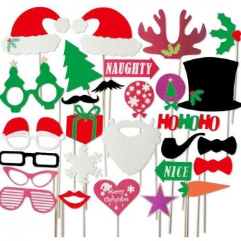 Veewon 28pcs de la Navidad Photo Booth Puntales y Photo Booth Accesorios para las decoraciones del favor de la fiesta de Navidad
