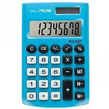 Milan 159912 - Pack de 12 Calculadoras de Bolsillo, 8 Dígitos, Colores Surtidos