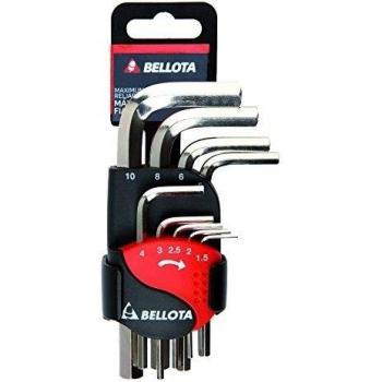 Bellota 6458-9 N Juego Llaves Allen niqueladas Doble Clip 9, Standard