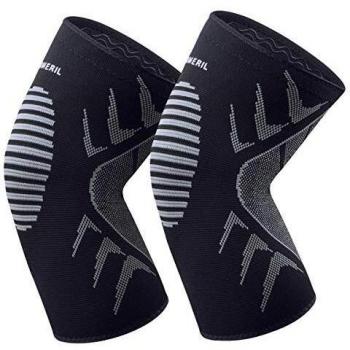 OMERIL Rodillera Menisco y Ligamentos, 2 Rodilleras Transpirable y Antideslizante para Hombre y Mujer, Rodillera Deportiva Compresion para Crossfit, Correr, Entrenamiento, Baloncesto, Bicicleta - M
