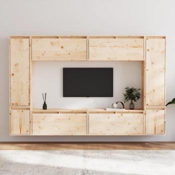 Mueble para TV de 8 piezas en madera maciza de pino, ideal para salón y televisor