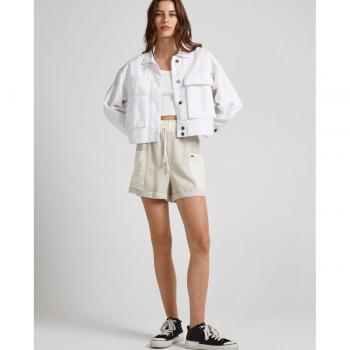 Shorts Pepe Jeans Famina para Mujer en Blanco con Cintura Elástica y Bolsillos Frontales